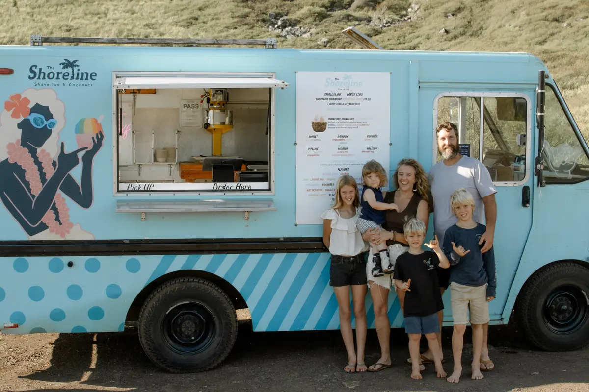 The Smee family standing in front of The Shoreline Truck